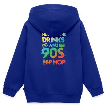 Fans de musique rap hip-hop old school des années 90 - Sweat Premium à capuche zippé enfant bio - bleu roi - Dos - AI Model Kid Male (0cm)