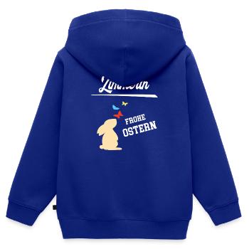 Zimmerin Frohe Ostern Ostergeschenk Zimmerei - Kinder Premium Organic Zip Hoodie - Royalblau - Hinten - AI Model Kid Male (0cm)