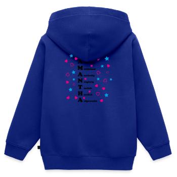 Samantha - Kinder Premium Organic Zip Hoodie - Royalblau - Hinten - AI Model Kid Male (0cm)