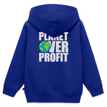 Planète sur le devis de profit - Sweat Premium à capuche zippé enfant bio - bleu roi - Dos - AI Model Kid Male (0cm)