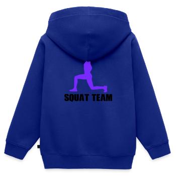 Équipe féminine de squat - Sweat Premium à capuche zippé enfant bio - bleu roi - Dos - AI Model Kid Male (0cm)