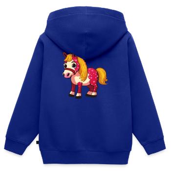 Pferd Pony für Reiter und Pferdeliebhaber - Kinder Premium Organic Zip Hoodie - Royalblau - Hinten - AI Model Kid Male (0cm)