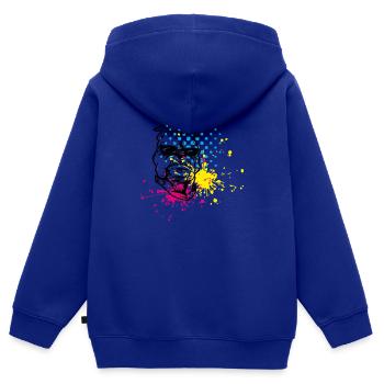 Éclaboussure de bouledogue - Sweat Premium à capuche zippé enfant bio - bleu roi - Dos - AI Model Kid Male (0cm)