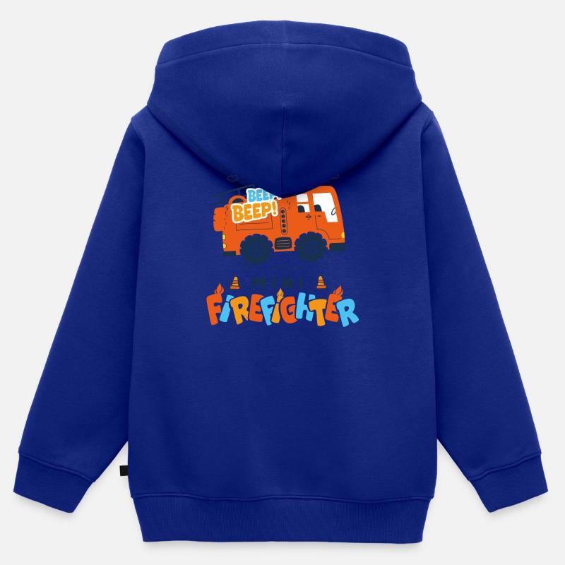 firefighter baby camion pompier - Sweat Premium à capuche zippé enfant bio - bleu roi