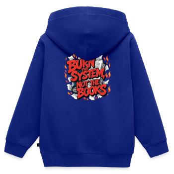 Burn the system - Kids Premium Organic Zip-up Hoodie - royal blue - Back - AI Model Kid Male (0cm)