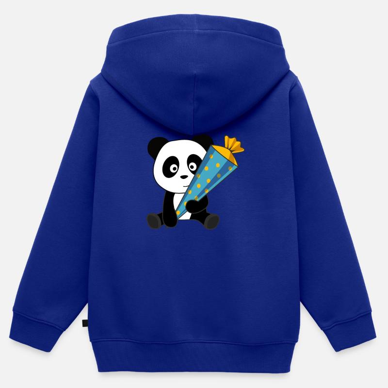 École de panda Scolarisation 2021 - Sweat Premium à capuche zippé enfant bio - bleu roi