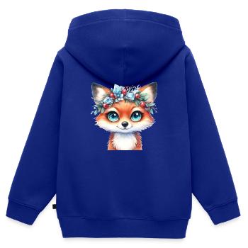 Winter Fuchs mit Eiskristallkrone - Kinder Premium Organic Zip Hoodie - Royalblau - Hinten - AI Model Kid Male (0cm)