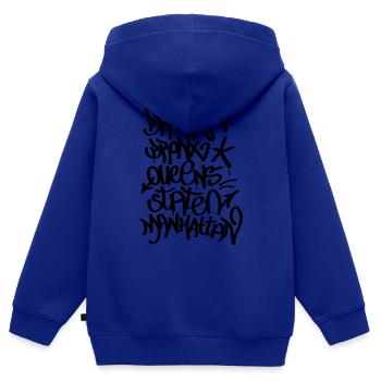 New York graffiti - Sweat Premium à capuche zippé enfant bio - bleu roi - Dos - AI Model Kid Male (0cm)