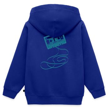 Cassette audio - Sweat Premium à capuche zippé enfant bio - bleu roi - Dos - AI Model Kid Male (0cm)