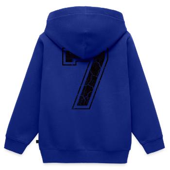 7_seven_sieben_black_schwarz (de) - Kinder Premium Organic Zip Hoodie - Royalblau - Hinten - AI Model Kid Male (0cm)
