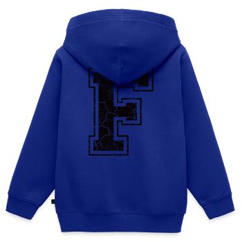 Buchstabe F im Vintage-Shabby-Chic - Kinder Premium Organic Zip Hoodie - Royalblau - Hinten - AI Model Kid Male (0cm)