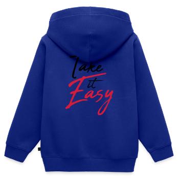 cool cool prenez-le facilement logo design texte chill - Sweat Premium à capuche zippé enfant bio - bleu roi - Dos - AI Model Kid Male (0cm)