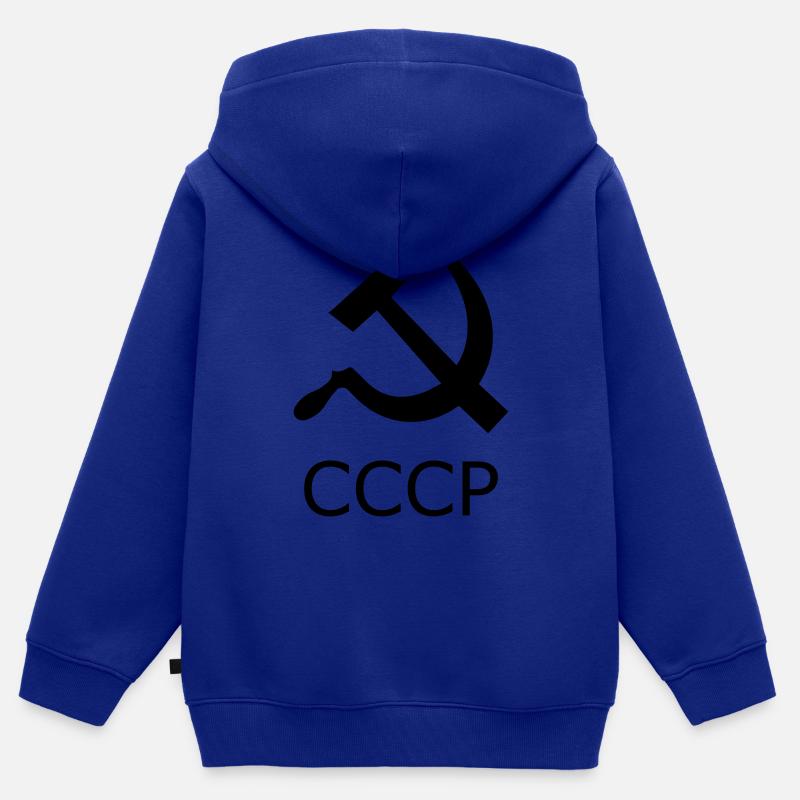 cccp - Sweat Premium à capuche zippé enfant bio - bleu roi