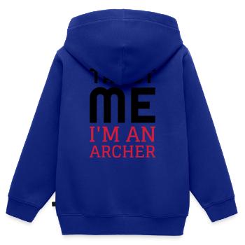 Tir à l'arc Archer Sport Sportif Athlète Flêche - Sweat Premium à capuche zippé enfant bio - bleu roi - Dos - AI Model Kid Male (0cm)