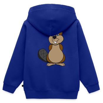 Biber suess lieb frech Holz Damm Wasser Wald Tier - Kinder Premium Organic Zip Hoodie - Royalblau - Hinten - AI Model Kid Male (0cm)