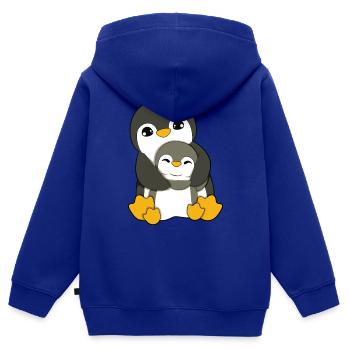 Penguin Hugging - Kids Premium Organic Zip-up Hoodie - royal blue - Back - AI Model Kid Male (0cm)