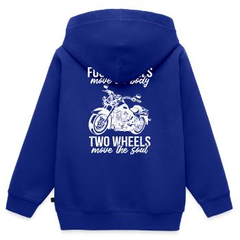 HD Bike - T-SHIRT DEUX ROUES - Sweat Premium à capuche zippé enfant bio - bleu roi - Dos - AI Model Kid Male (0cm)