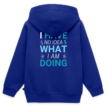 Ich habe keine Ahnung, was ich tue - Kinder Premium Organic Zip Hoodie - Royalblau - Hinten - AI Model Kid Male (0cm)