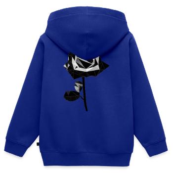 Polygone rose noire - Sweat Premium à capuche zippé enfant bio - bleu roi - Dos - AI Model Kid Male (0cm)