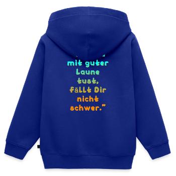 Guter Laune Spruch - Kinder Premium Organic Zip Hoodie - Royalblau - Hinten - AI Model Kid Male (0cm)