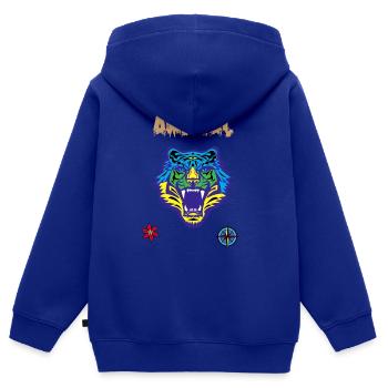 Bengalische Tiger-Kratzkralle - Kinder Premium Organic Zip Hoodie - Royalblau - Hinten - AI Model Kid Male (0cm)