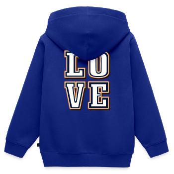 Love, Liebe, Amore in Weiß -Valentinstag, Mutertg - Kinder Premium Organic Zip Hoodie - Royalblau - Hinten - AI Model Kid Male (0cm)