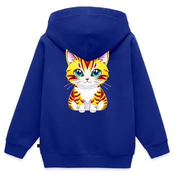 Entzückende Illustration einer blauäugigen Katze - Kinder Premium Organic Zip Hoodie - Royalblau - Hinten - AI Model Kid Male (0cm)