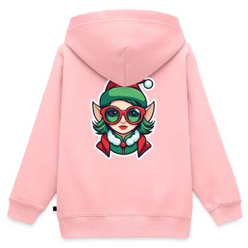 Elf Christmas Drawing - Kids Premium Organic Zip-up Hoodie - rose - Back - AI Model Kid Female (0cm)