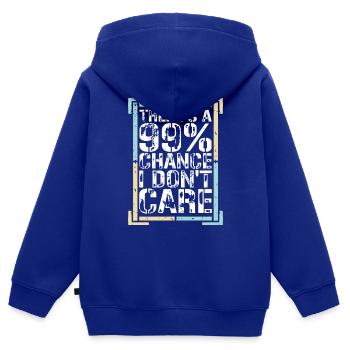 Es gibt eine 99-prozentige Chance, dass es mir egal ist, lustig - Kinder Premium Organic Zip Hoodie - Royalblau - Hinten - AI Model Kid Male (0cm)
