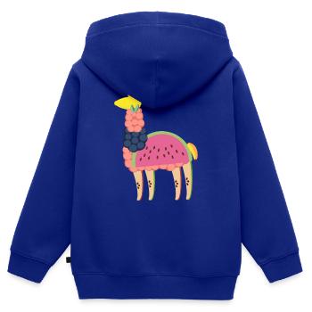 Good Mood Fruity Llama - Kids Premium Organic Zip-up Hoodie - royal blue - Back - AI Model Kid Male (0cm)