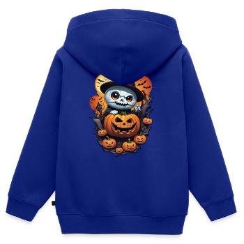 Gespenst mit Kürbis - Kinder Premium Organic Zip Hoodie - Royalblau - Hinten - AI Model Kid Male (0cm)