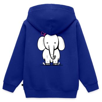 Elephant smile - Sweat Premium à capuche zippé enfant bio - bleu roi - Dos - AI Model Kid Male (0cm)