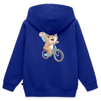 Cute Cyclist Bear with Helmet Bicycle Sport - Kids Premium Organic Zip-up Hoodie - royal blue - Back - AI Model Kid Male (0cm)