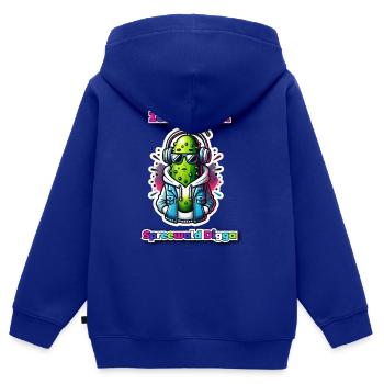 Je suis mal - Sweat Premium à capuche zippé enfant bio - bleu roi - Dos - AI Model Kid Male (0cm)