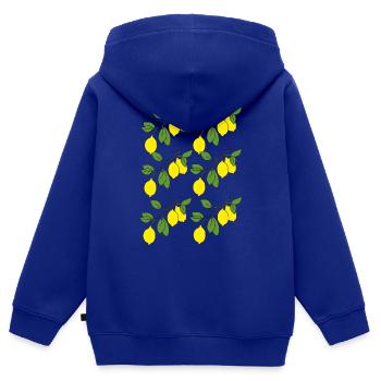 Brins de citron - Sweat Premium à capuche zippé enfant bio - bleu roi - Dos - AI Model Kid Male (0cm)