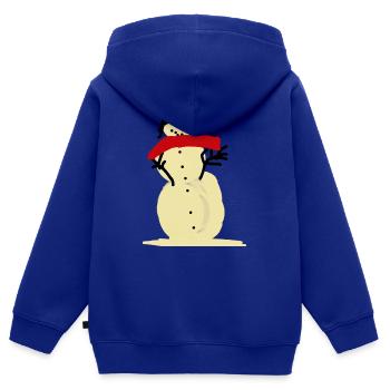 Schneemann - Kinder Premium Organic Zip Hoodie - Royalblau - Hinten - AI Model Kid Male (0cm)