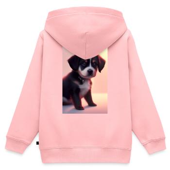 Baby Hund - Kinder Premium Organic Zip Hoodie - Rosa - Hinten - AI Model Kid Female (0cm)
