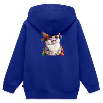 Chinchilla - Sweat Premium à capuche zippé enfant bio - bleu roi - Dos - AI Model Kid Male (0cm)