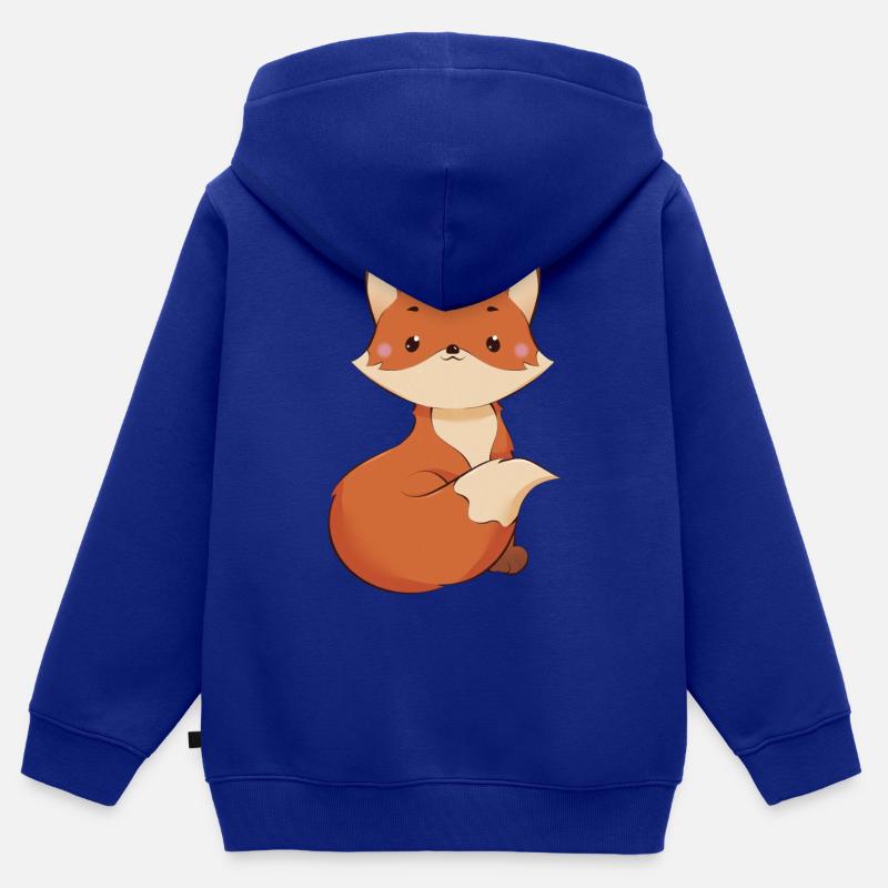Renard - Sweat Premium à capuche zippé enfant bio - bleu roi