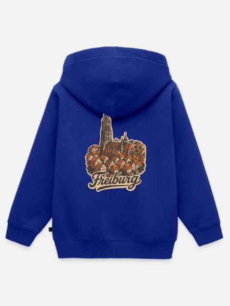 Freiburg Altstadt mit Handlettering - Kinder Premium Organic Zip Hoodie - Royalblau