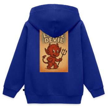 Petit diable - Sweat Premium à capuche zippé enfant bio - bleu roi - Dos - AI Model Kid Male (0cm)