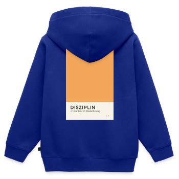 Disziplin entsteht durch Wiederholung Poster - Kinder Premium Organic Zip Hoodie - Royalblau - Hinten - AI Model Kid Male (0cm)