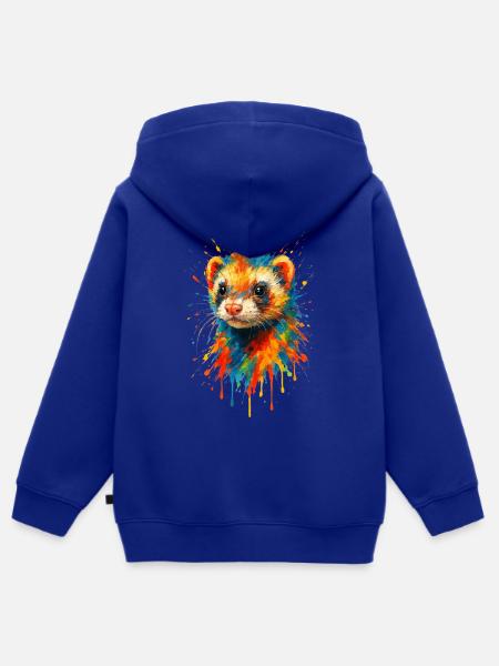 Künstlerischer Frettchen-Farbspritzer - Kinder Premium Organic Zip Hoodie - Royalblau