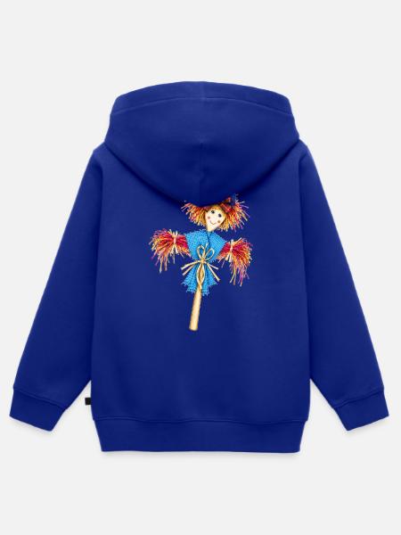 Blau-Karo-Vogelscheuche-Zauber - Kinder Premium Organic Zip Hoodie - Royalblau