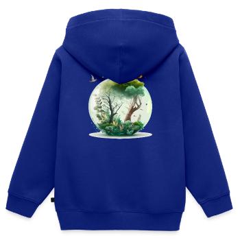La forêt miniature - Sweat Premium à capuche zippé enfant bio - bleu roi - Dos - AI Model Kid Male (0cm)