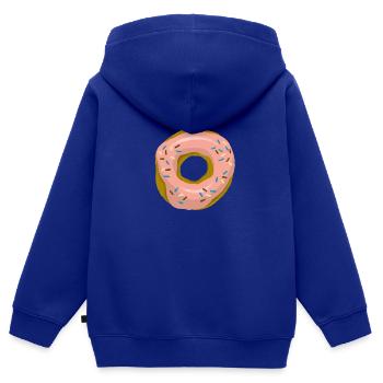 Beignet avec glaçage rose et paillettes colorées - Sweat Premium à capuche zippé enfant bio - bleu roi - Dos - AI Model Kid Male (0cm)