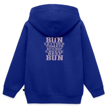 Hamburger Burgeraufbau - Sweat Premium à capuche zippé enfant bio - bleu roi - Dos - AI Model Kid Male (0cm)