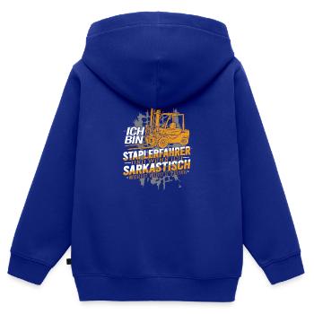 Ich bin Staplerfahrer wenn ich sarkastisch werde - Kinder Premium Organic Zip Hoodie - Royalblau - Hinten - AI Model Kid Male (0cm)