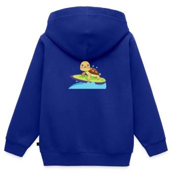 Schildkröte auf surfbrett - Kinder Premium Organic Zip Hoodie - Royalblau - Hinten - AI Model Kid Male (0cm)