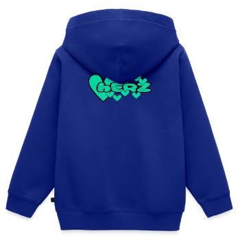 Herz grün - Kinder Premium Organic Zip Hoodie - Royalblau - Hinten - AI Model Kid Male (0cm)